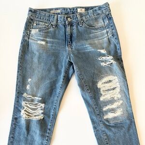 AG Adriano Goldschmied The Beau Slouchy Skinny Distressed Jeans 27R Rigid